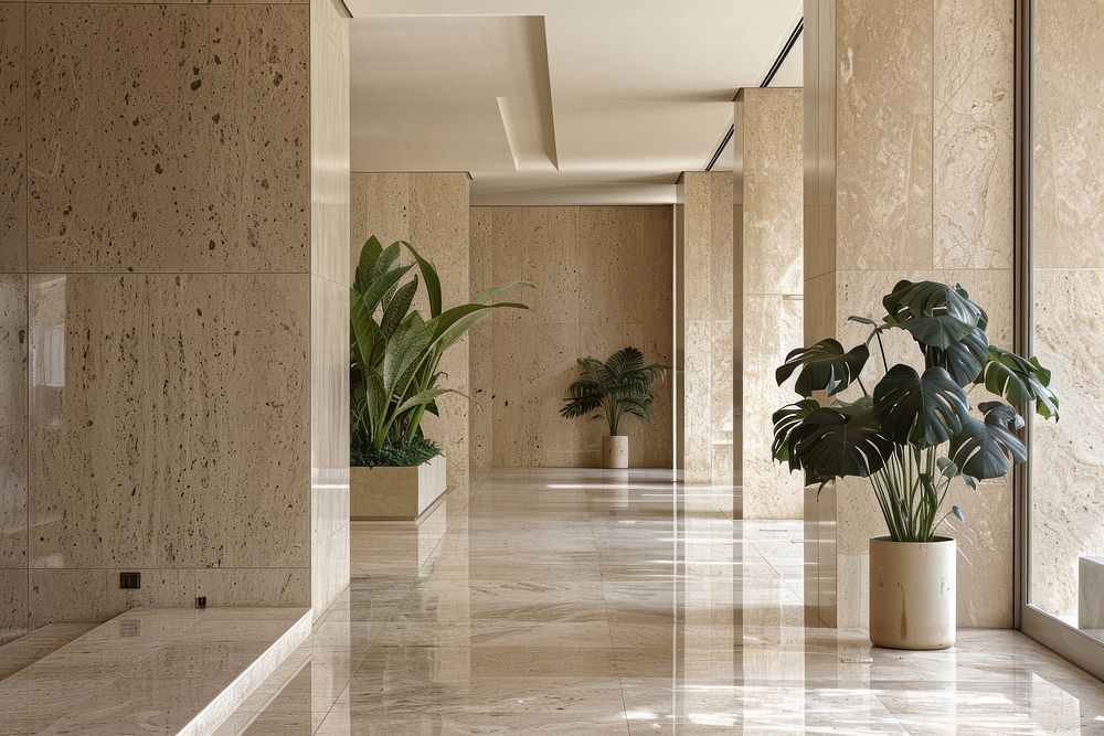Modern architecture flooring building corridor.
