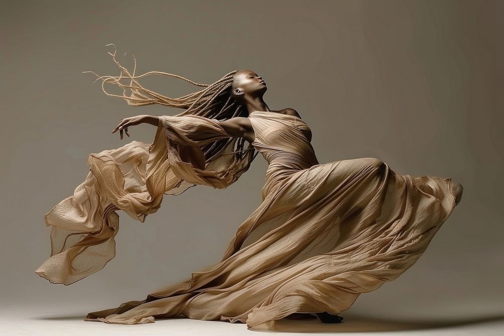 Woman dancing fashion motion dress.