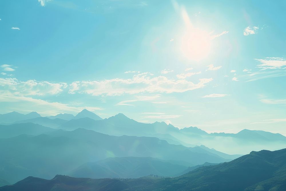 Beautiful Mountain ranges sun backgrounds landscape.