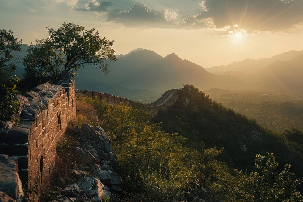 Great wall sunset architecture tranquility.