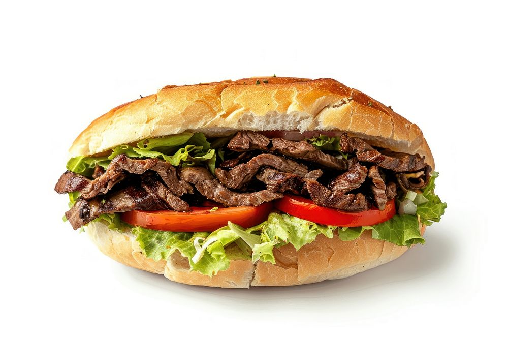 Look delicious kebab sandwich food white background hamburger.