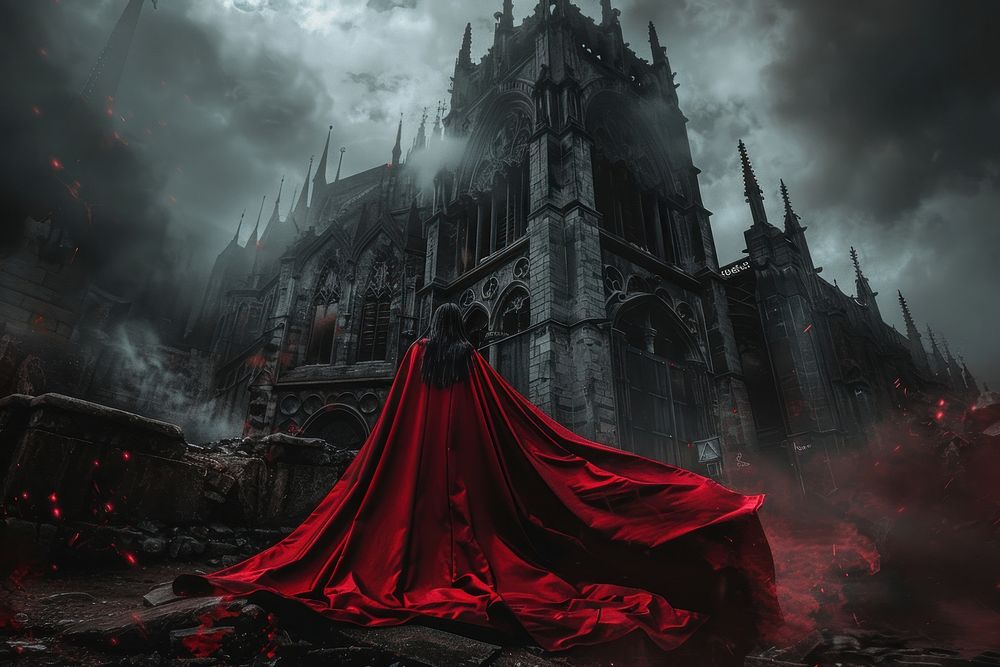 Scene terror Dracula castal architecture building spirituality.