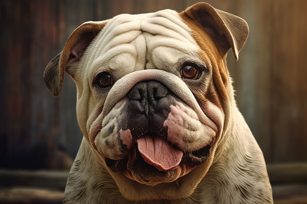 Photo of a bulldog portrait animal mammal.