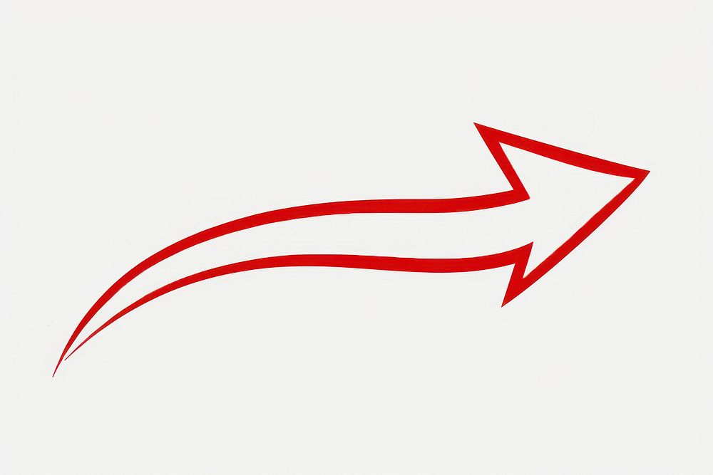 Red curve arrow drawing line logo.