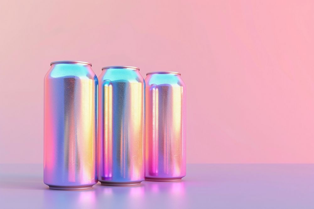 Surreal abstract style cans bottle metal drink refreshment.
