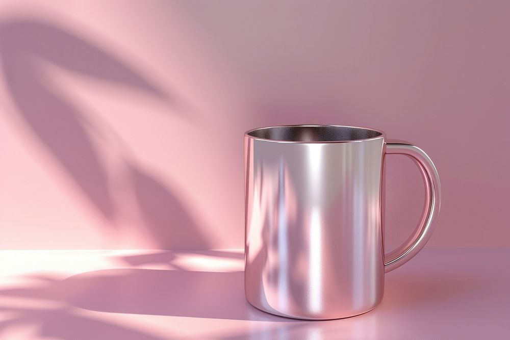 Surreal abstract style mug glass metal drink.