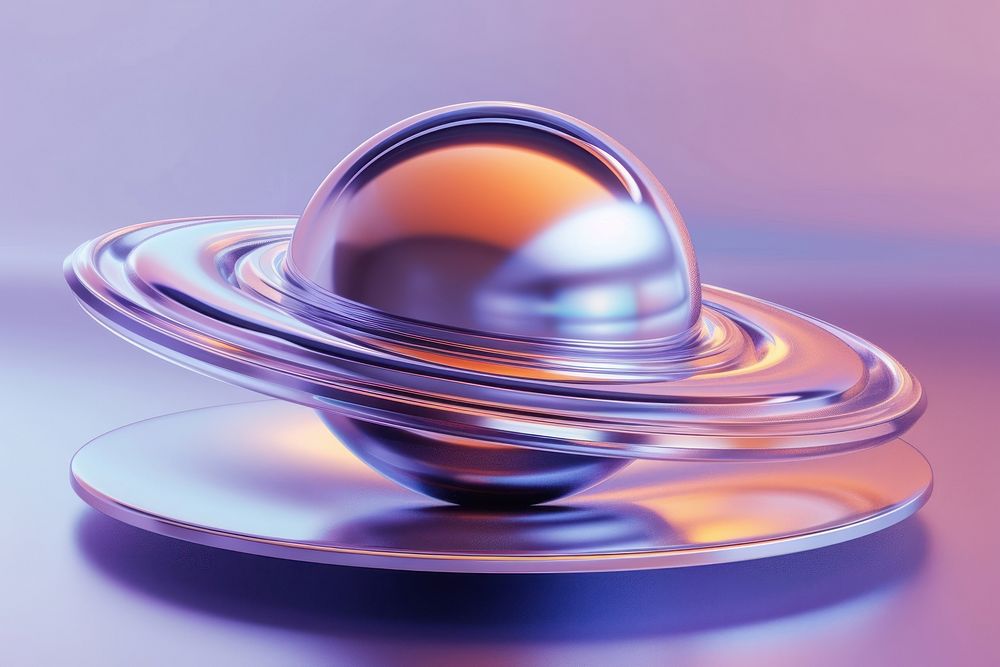 Surreal abstract style saturn sphere shiny futuristic.