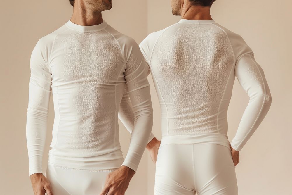 Blank cream sport spandex longsleeve apparel sports undergarment.