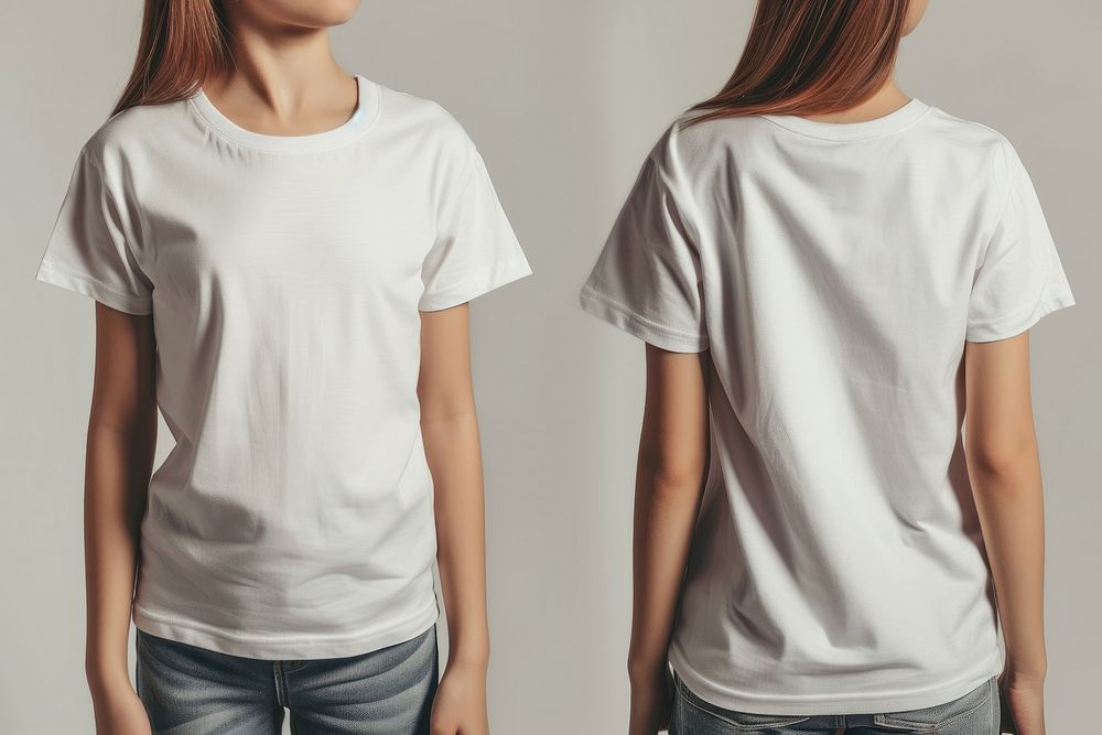 Blank white oversize tshirt t-shirt midsection standing.