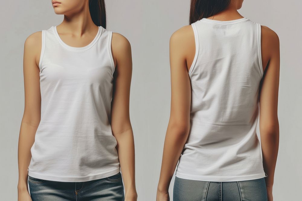 Blank white tank top back midsection undershirt.