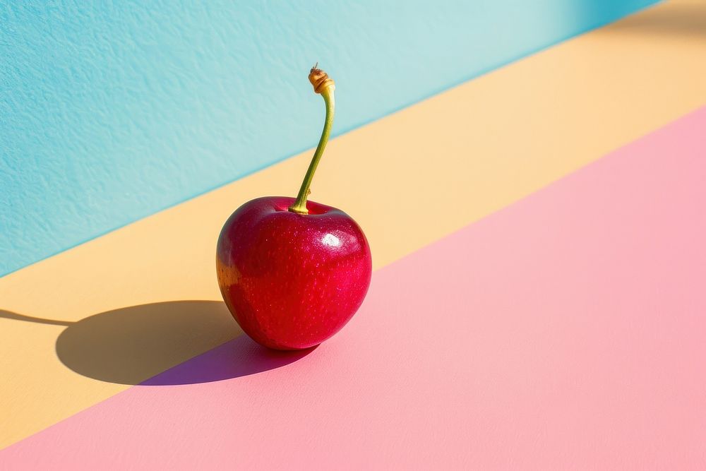 Creative minimal photography of cherry apple fruit plant.