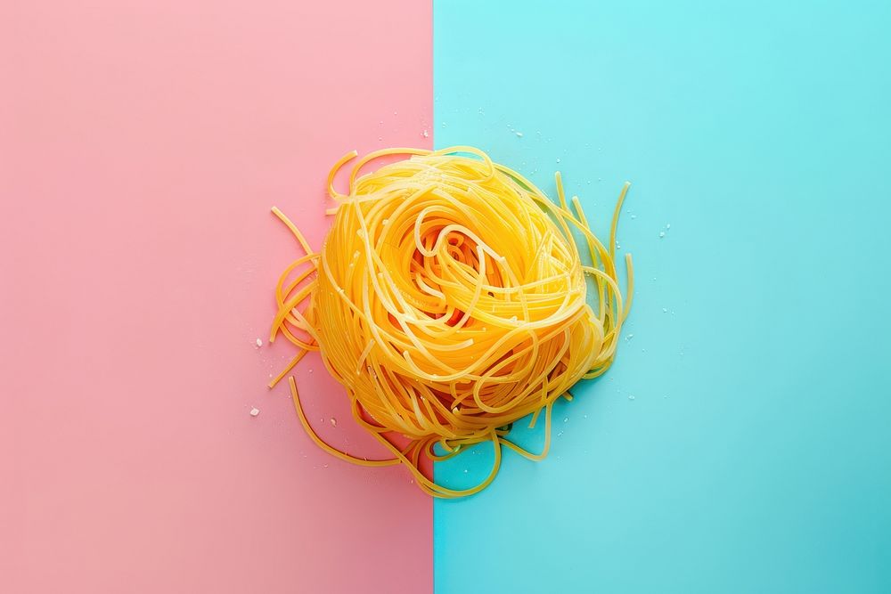 Creative minimal photography of spaghetti pasta food celebration.