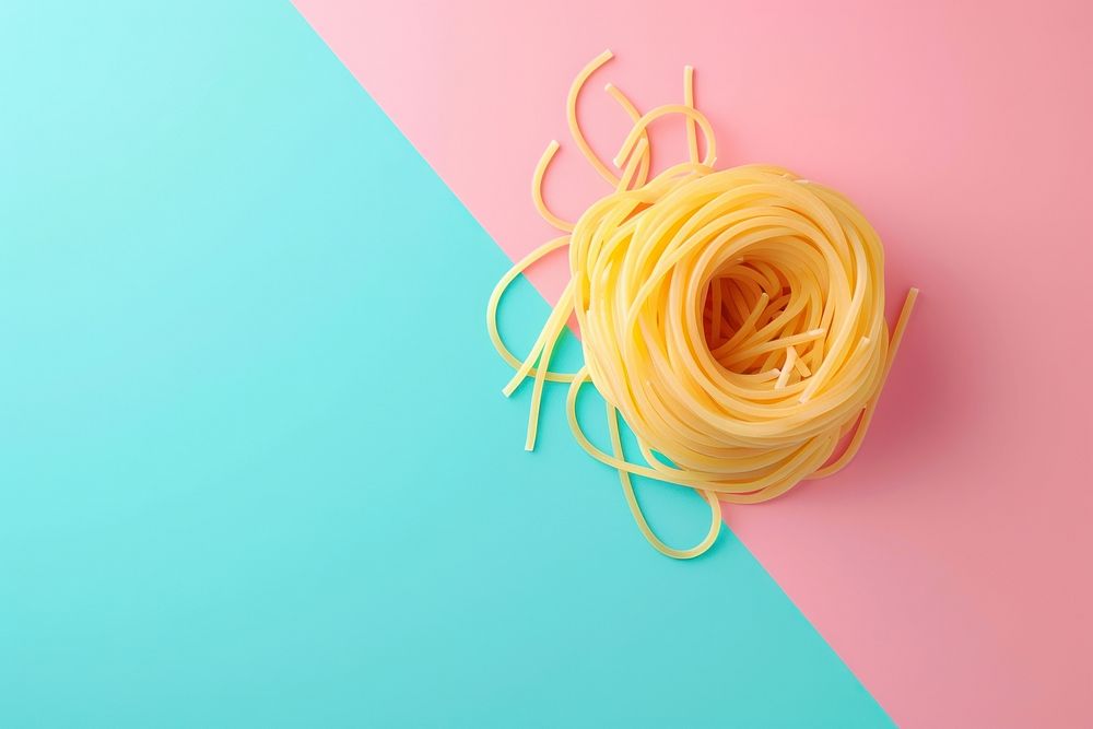 Creative minimal photography of spaghetti pasta food fettuccine.