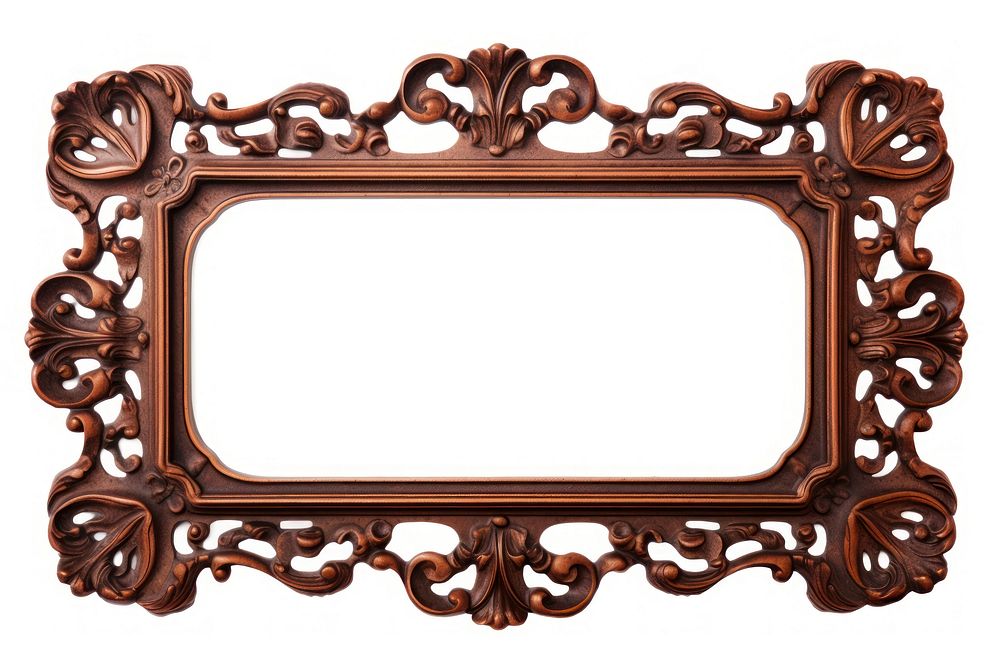Copper frame vintage mirror white background architecture.