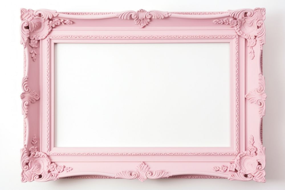 Pastel pink frame vintage mirror white background architecture.