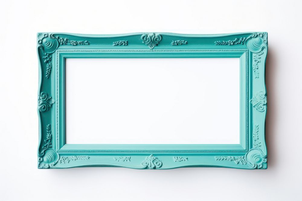 Turquoise frame vintage white background rectangle letterbox.