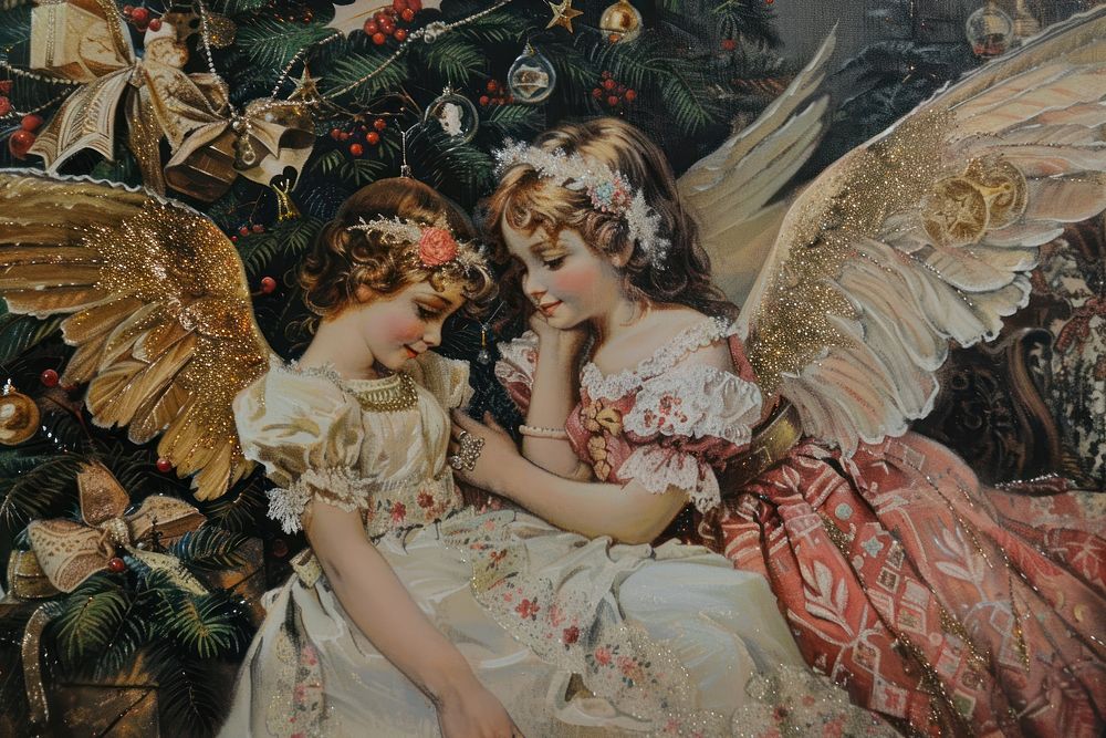 Christmas painting art angel.