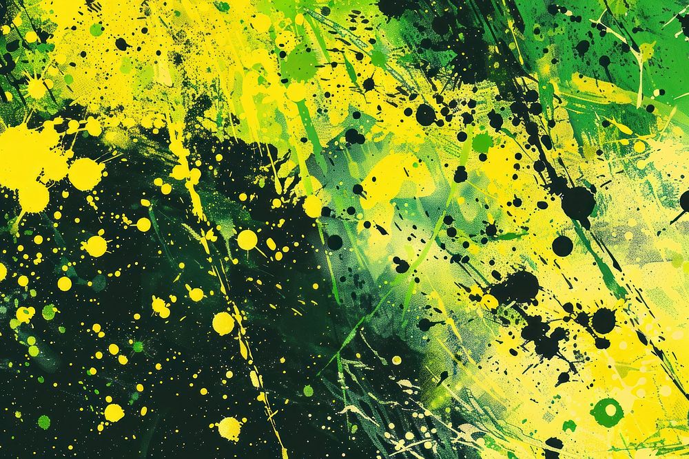 Yellow-green backgrounds splattered painting.