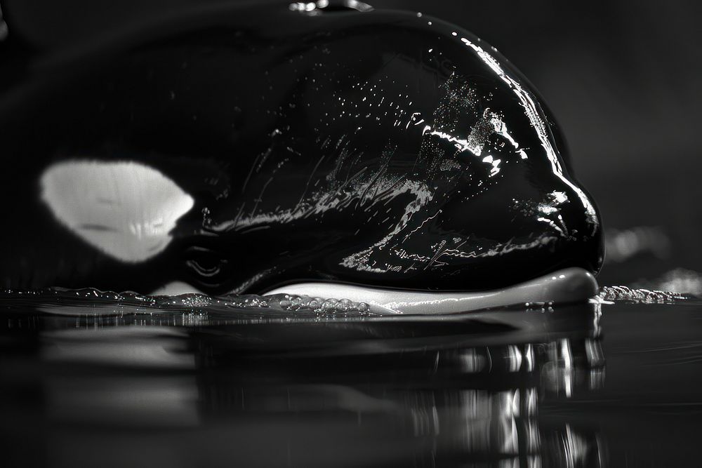 Orca reflection monochrome animal.