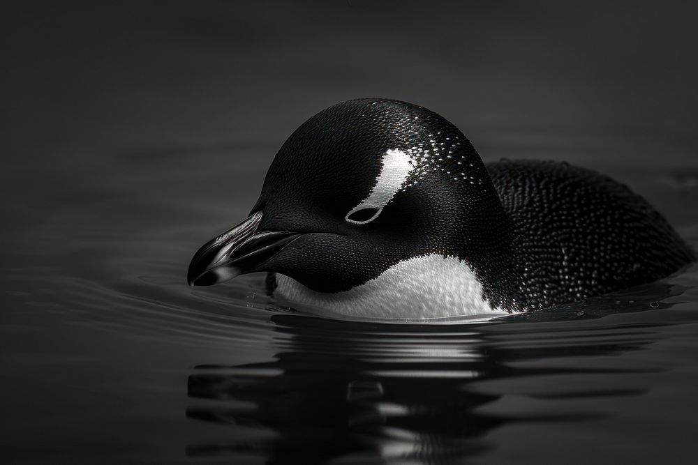 Penguin penguin reflection monochrome.