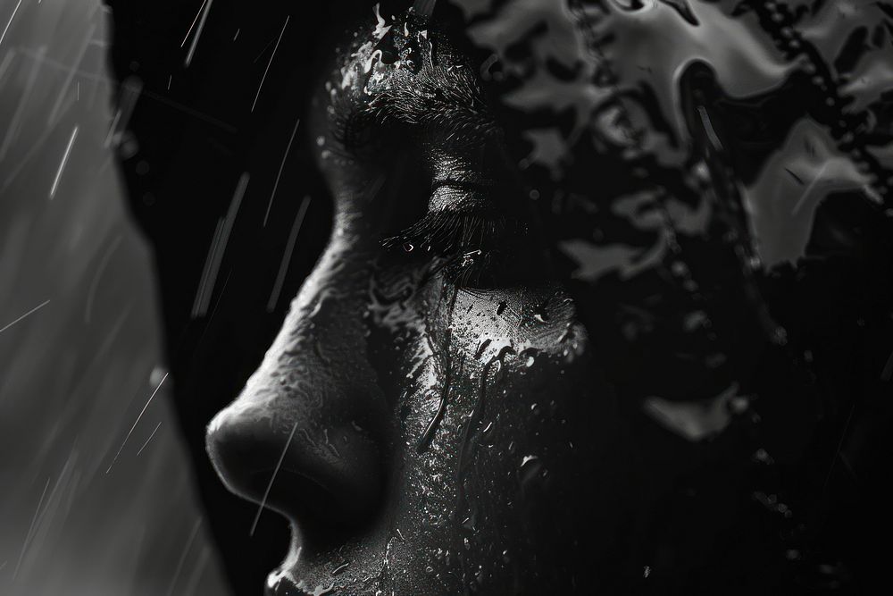 Rain photography monochrome black.