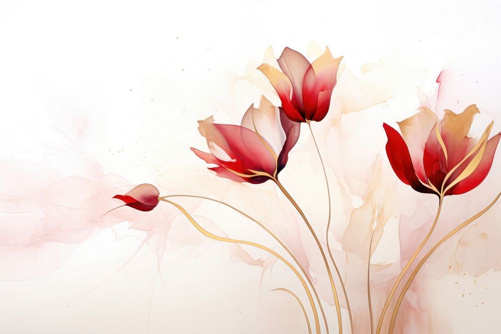 Tulip watercolor background painting flower plant.