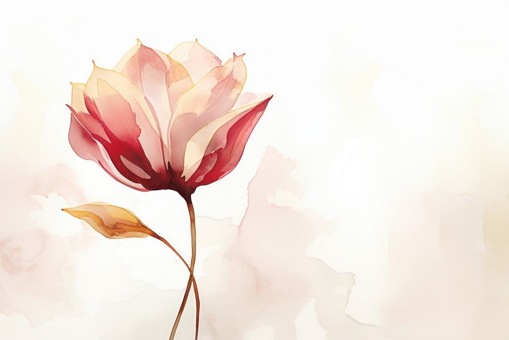 Tulip watercolor background painting flower yellow.