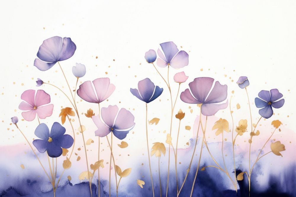 Lavender flowers watercolor background backgrounds outdoors painting.