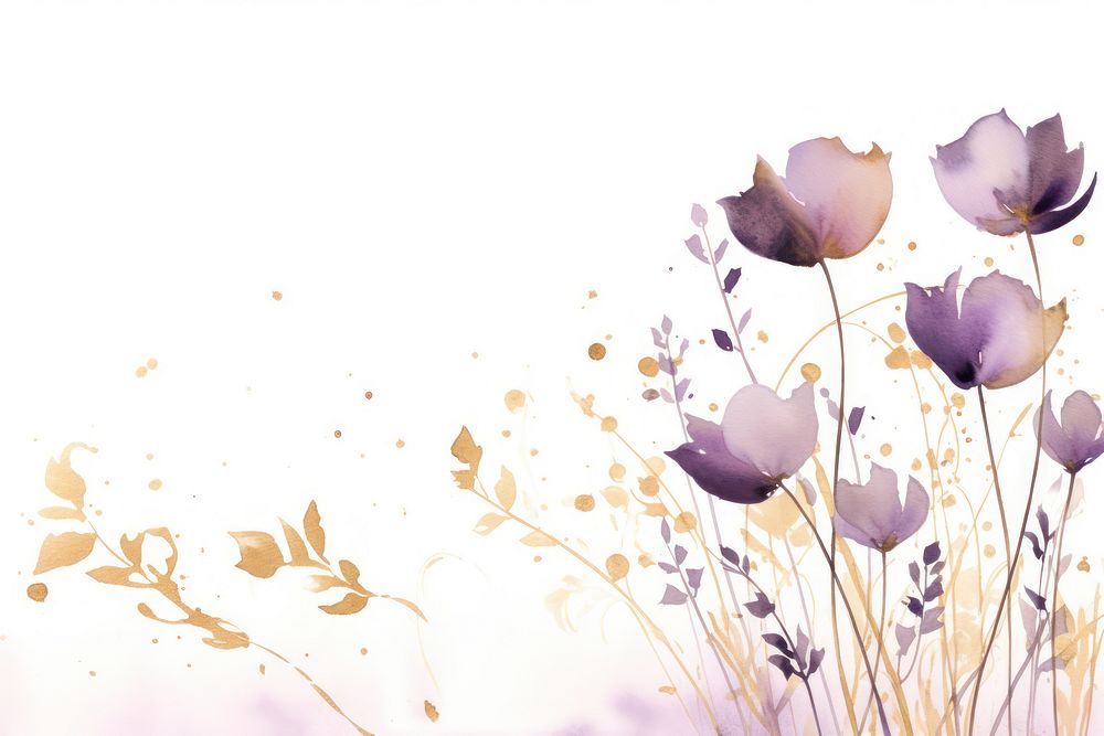 Lavender flowers watercolor background painting purple petal.