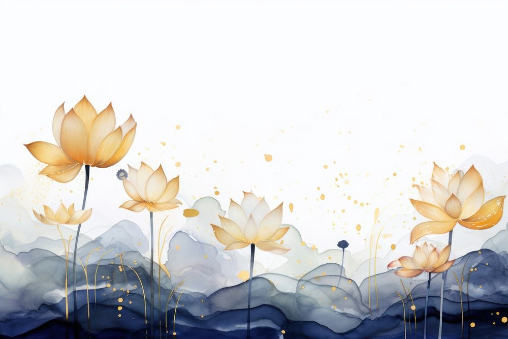 Lotus watercolor background outdoors painting flower.