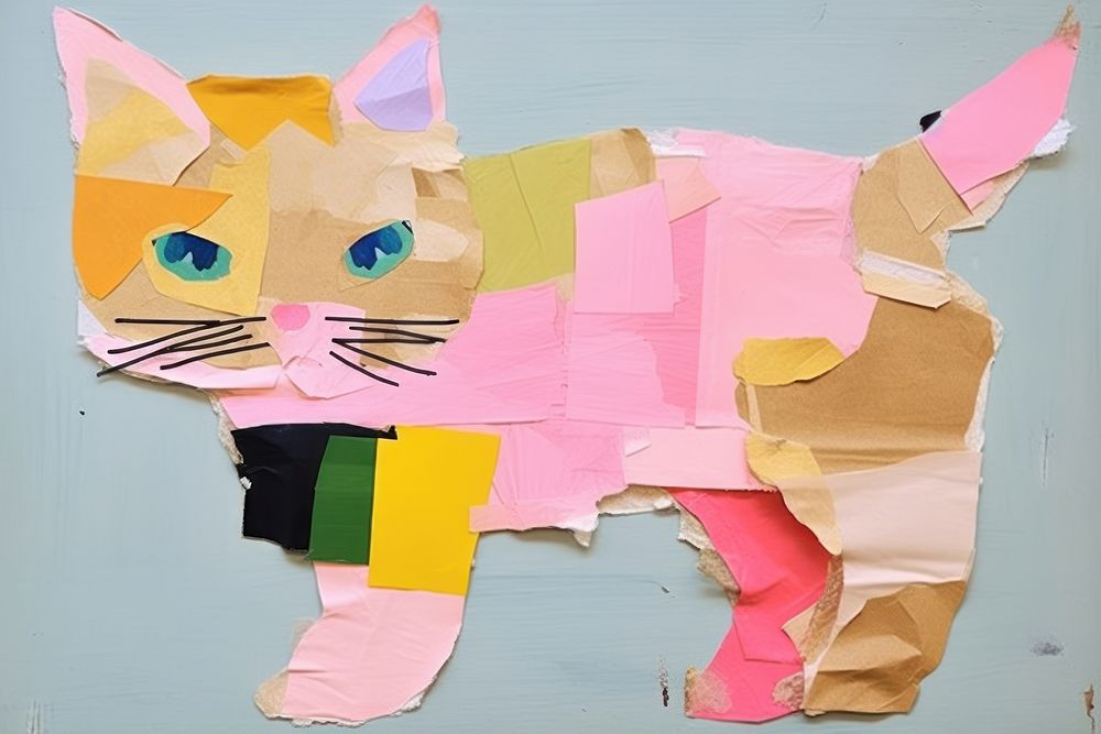 Minimal simple cat art painting craft.