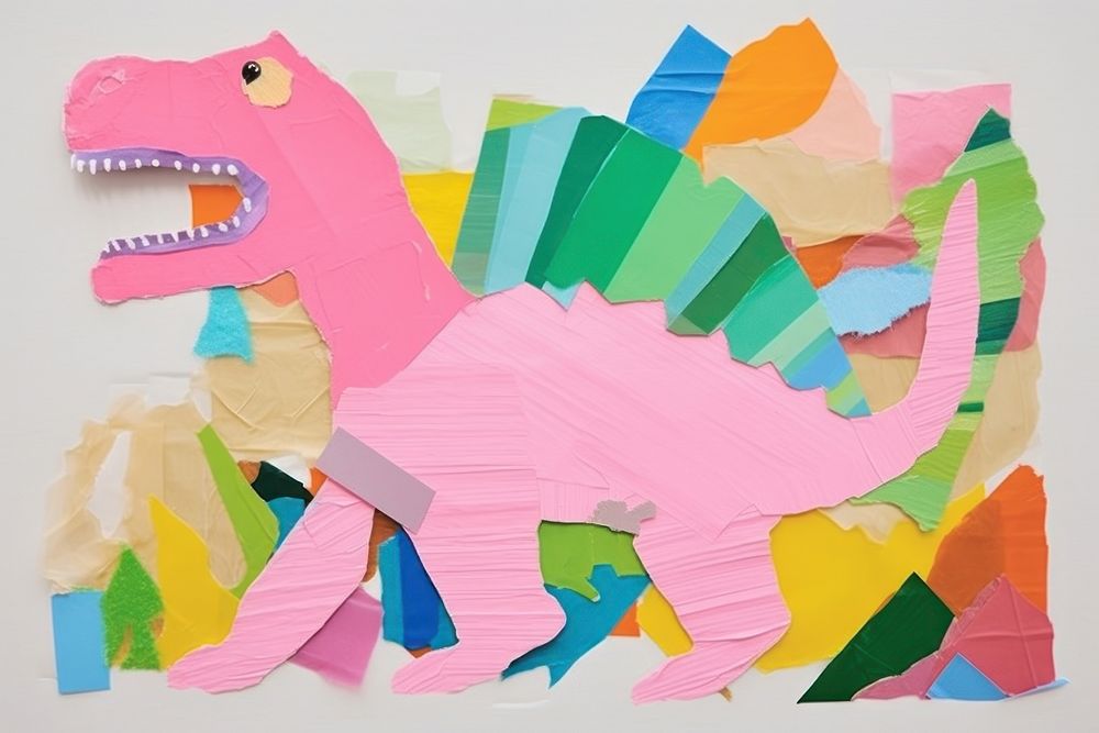 Minimal simple dinosoar paper art craft.