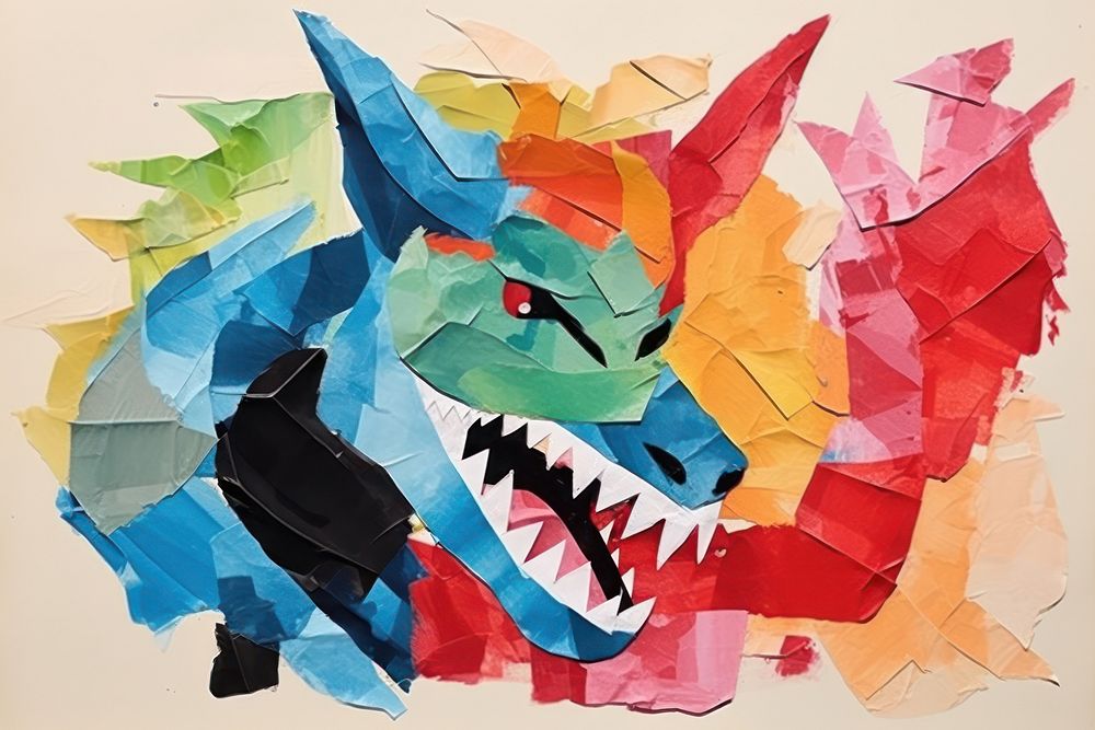 Minimal simple dragon paper art origami.