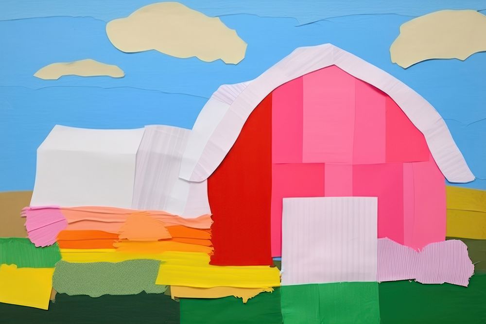 Minimal simple farm art architecture painting.