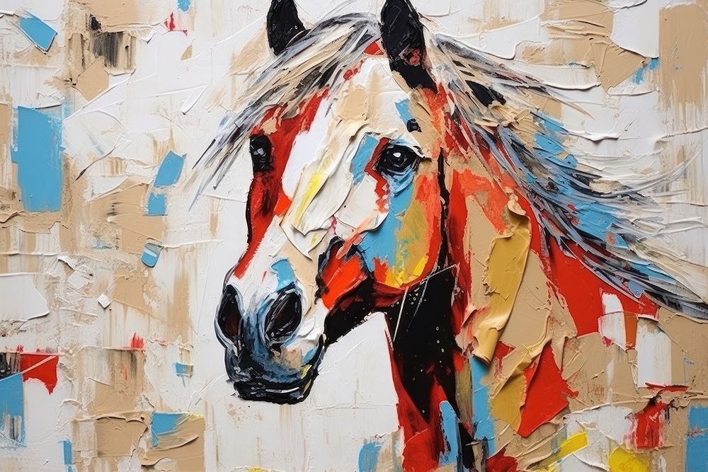 Minimal simple horse art abstract painting.