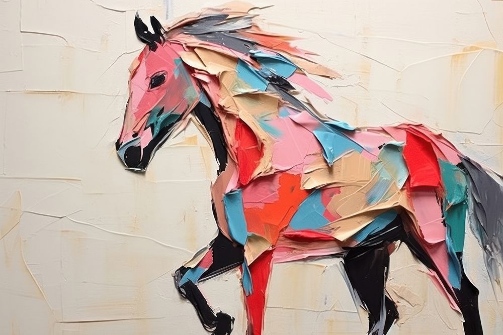 Minimal simple horse art painting animal.