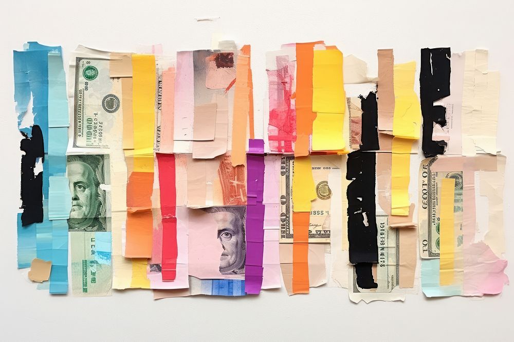 Minimal simple money collage art paper.