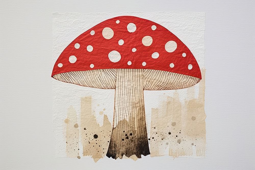 Minimal simple mushroom fungus agaric art.