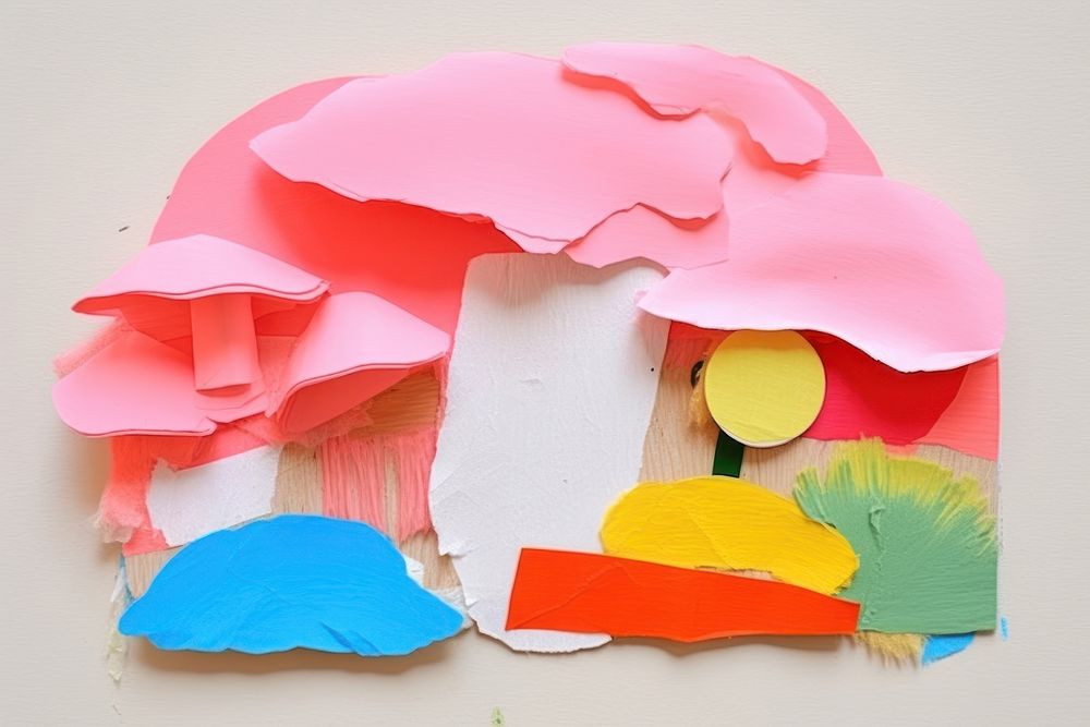 Minimal simple mushroom art paper representation.