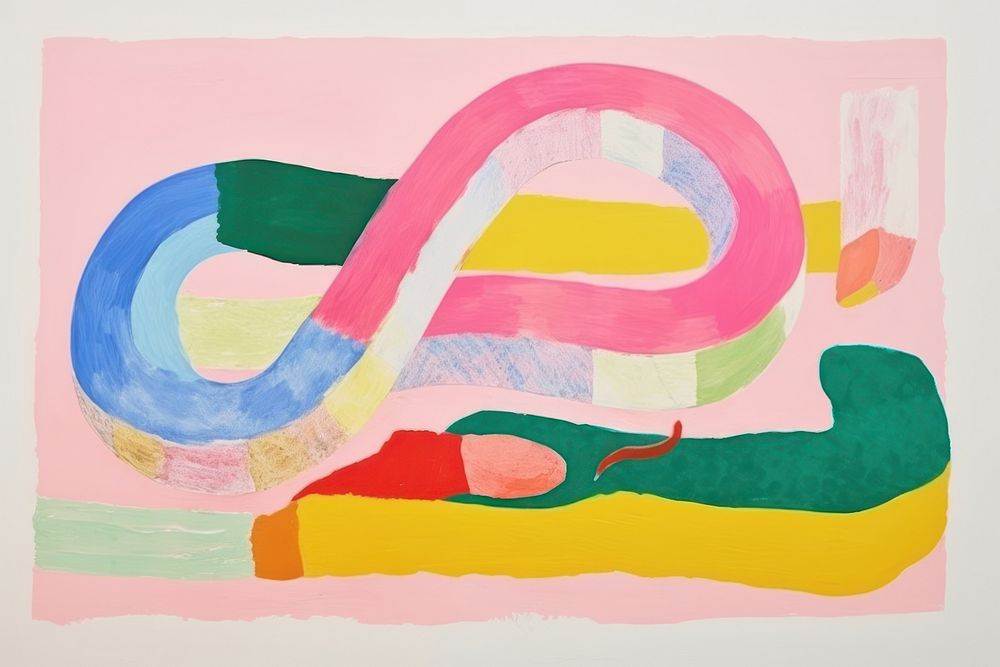 Minimal simple snake art abstract painting.