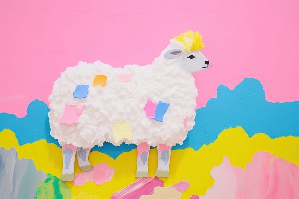 Minimal simple sheep art livestock painting.