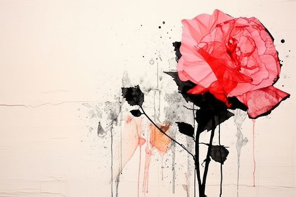 Minimal simple rose art abstract painting.