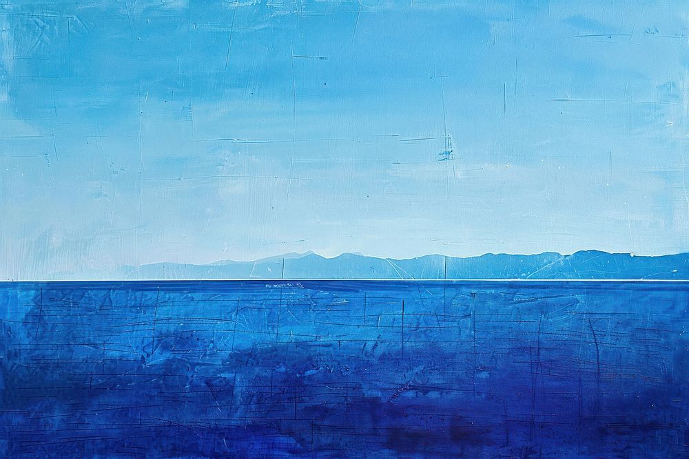 Blue sea painting outdoors drawing.