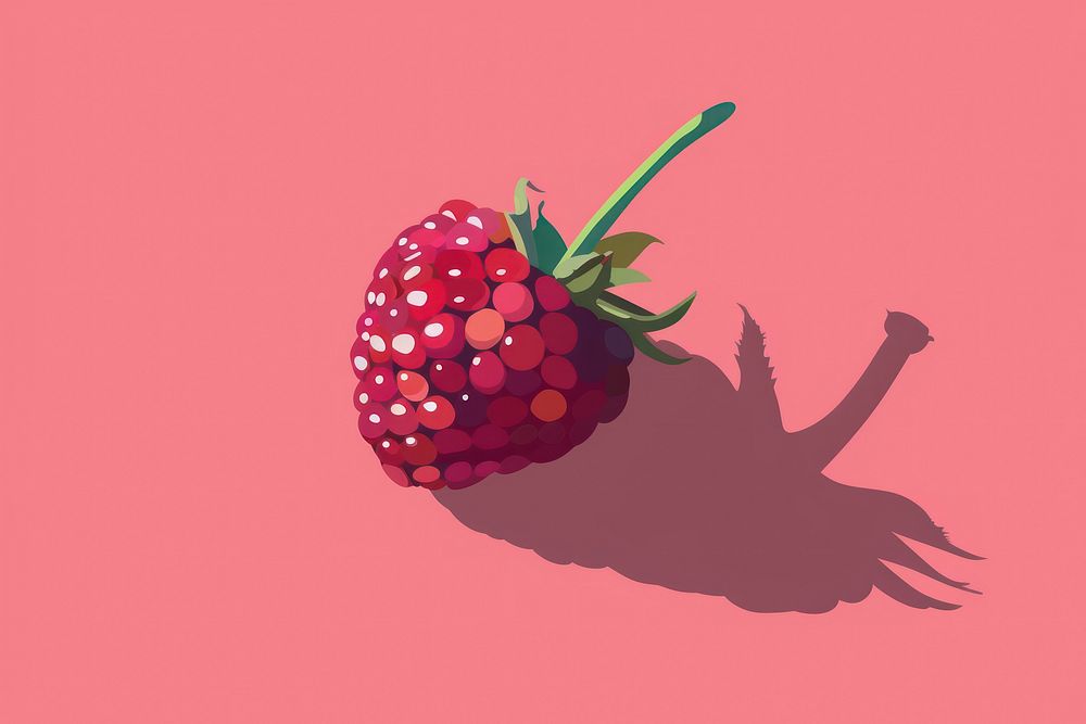 Swiss design minimal art of bkueberry strawberry raspberry fruit.