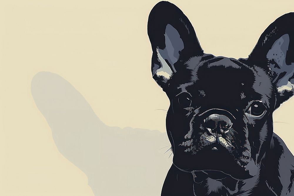 Swiss design minimal art of french bulldog animal mammal pet.