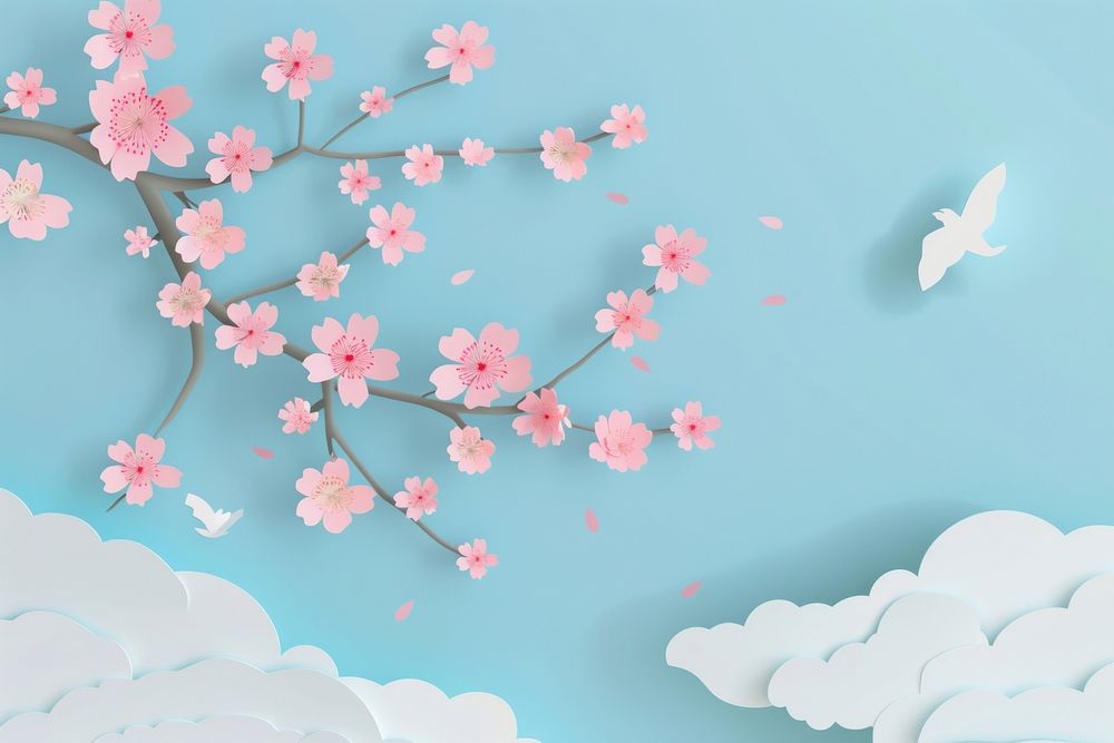 Cherry blossom and sky flower plant tranquility.