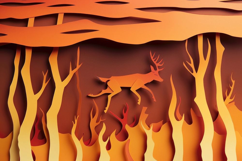 Forest fire animal running art backgrounds mammal.