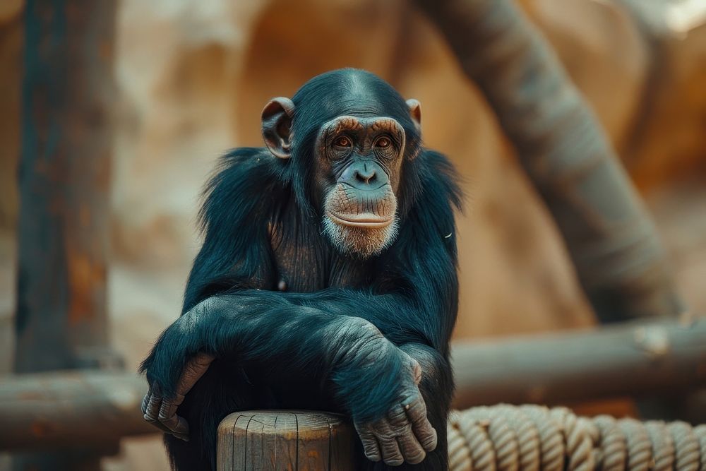 Chimpanzee in the zoo wildlife animal monkey.