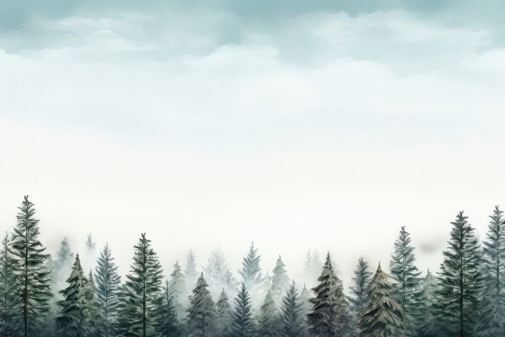 PNG Winter pine forest border backgrounds landscape outdoors.