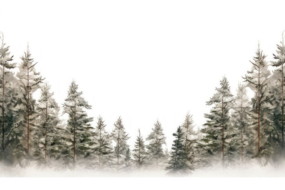 PNG Winter pine forest border backgrounds outdoors woodland.